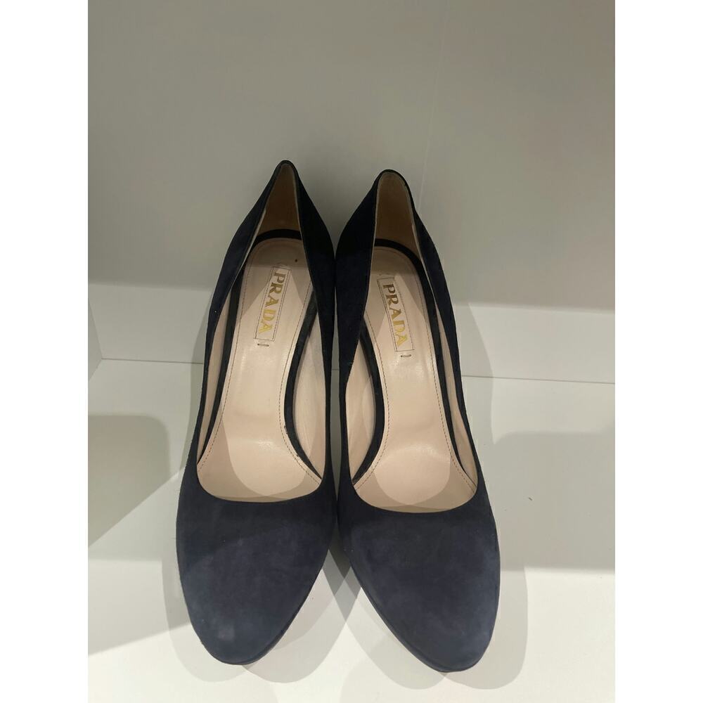 Prada Navy Blue Suede Pointed Toe Pumps